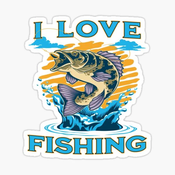 I Love Fishing on Light Background | Sticker