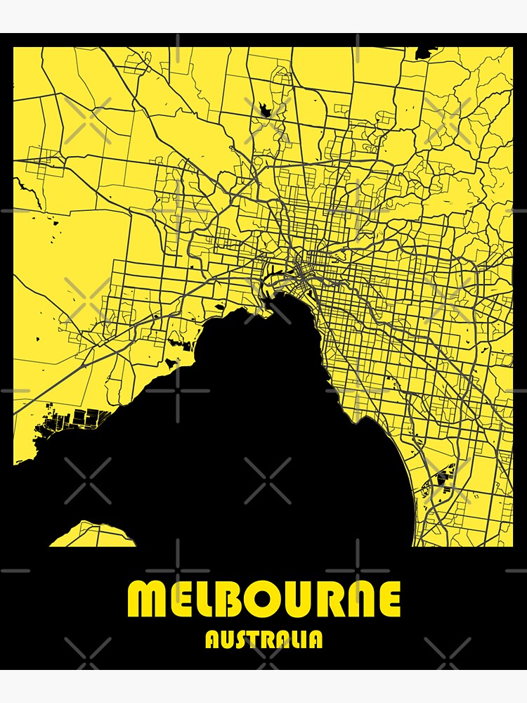 "CITY MAP ART PAINTING OF MELBOURNE" Sticker by CPFdesign Redbubble
