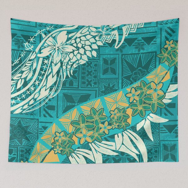 Item preview, Vintage Teal Tribal Hawaiian - Samoan - Polynesian Teal Tribal Print  designed and sold by sunnthreads.