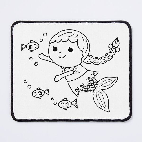 Item preview, mermaid coloring : long hair mermaid for painting activity at home or at birthday party designed and sold by Tina-studio.