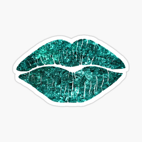 Teal Kiss, lipstick on pouty lips, fashion art Sticker