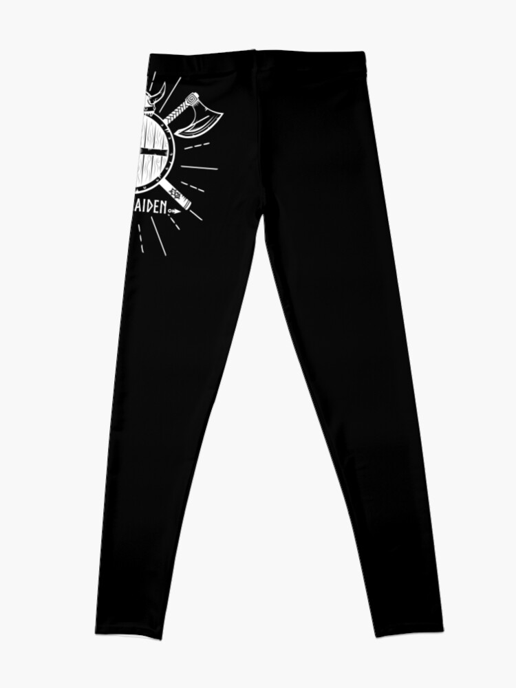 Alternate view of Viking Shield Maiden, woman warrior, horned helmet, crossed axes Leggings
