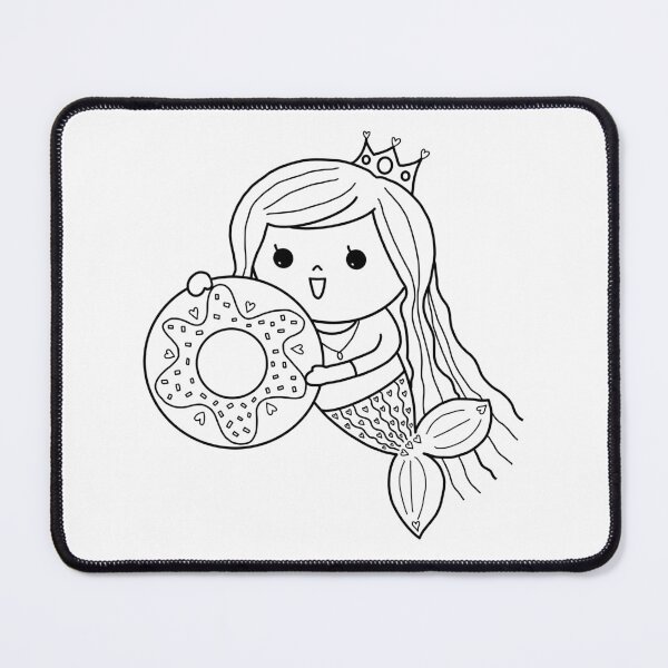 Item preview, mermaid coloring : I love donut for painting activity at home or at birthday party designed and sold by Tina-studio.