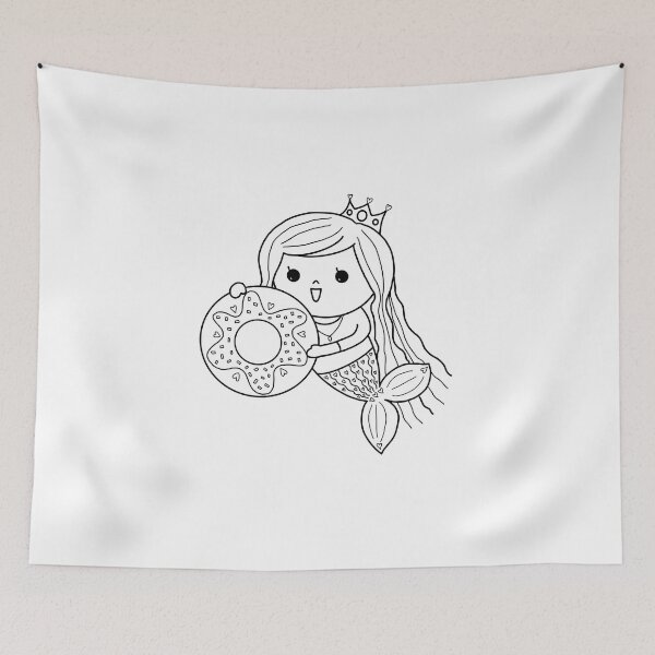 Item preview, mermaid coloring : I love donut for painting activity at home or at birthday party designed and sold by Tina-studio.