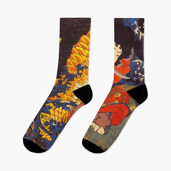 Item preview, Vintage Japanese Carp Giant Fish and Samurai Fight designed and sold by MagicStrawberry.
