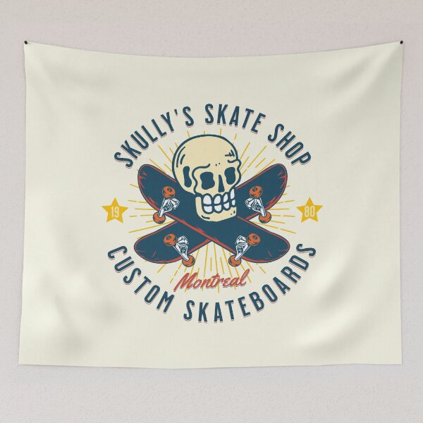 Item preview, Skully's Skate Shop Vintage Skateboarding Skull Custom Board designed and sold by petestyles.