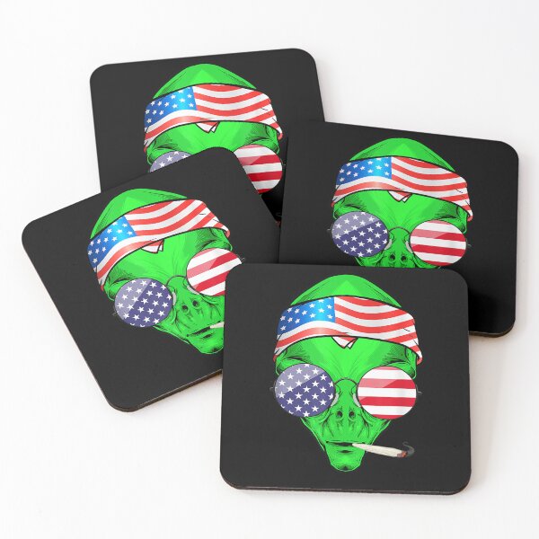 Item preview, Hippie Alien American Flag 4th of July Funny Marijuana Weed T-Shirt designed and sold by DahlerDale.
