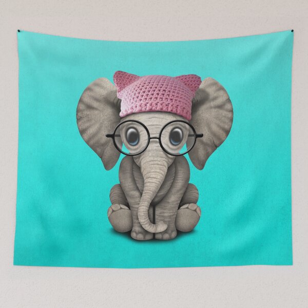 Item preview, Cute Baby Elephant Wearing Pussy Hat designed and sold by JeffBartels.