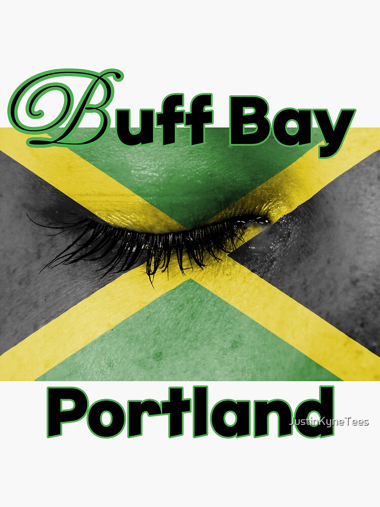 "Buff Bay Portland Jamaican Eye Closed Flag" Sticker by