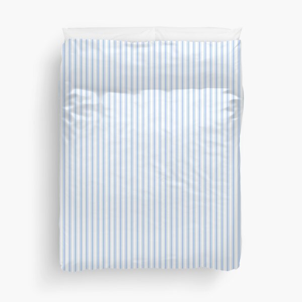 Mattress Ticking Narrow Striped Pattern in Pale Blue and White Duvet Cover