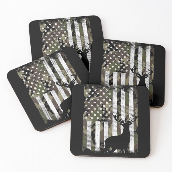 Item preview, Camo US Flag Deer Elk Buck Camoflage Hunting Hunter Dad Gift designed and sold by phoebeburrows.