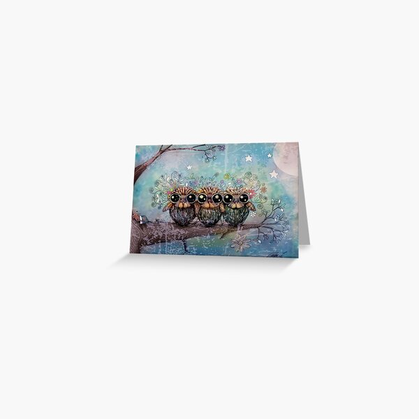 three little night owls Greeting Card