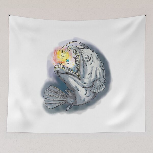 Item preview, Anglerfish Swooping up Solar System Lure Watercolor designed and sold by patrimonio.