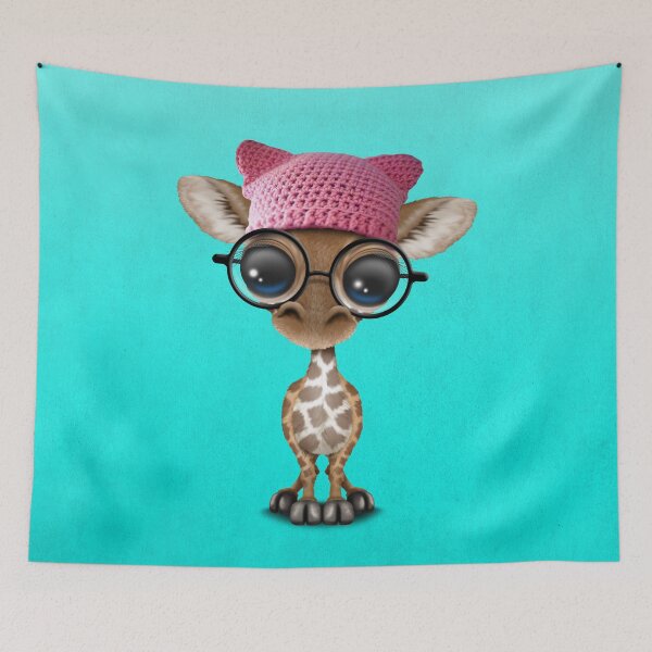 Item preview, Cute Baby Giraffe Wearing Pussy Hat designed and sold by JeffBartels.