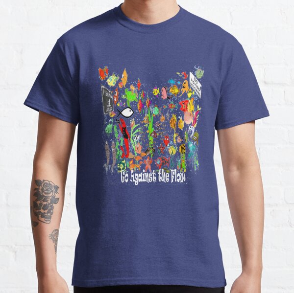 Ir contra el flujo Christian Fish Symbol Witness Camiseta clásica