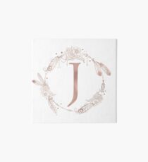 Letter J Rose Gold Pink Initial Monogram Art Board Print