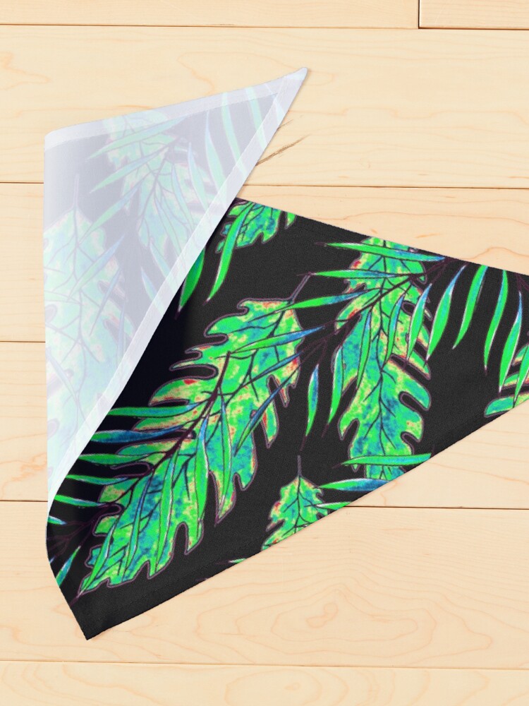 Alternate view of Green Leaves on Black Pet Bandana