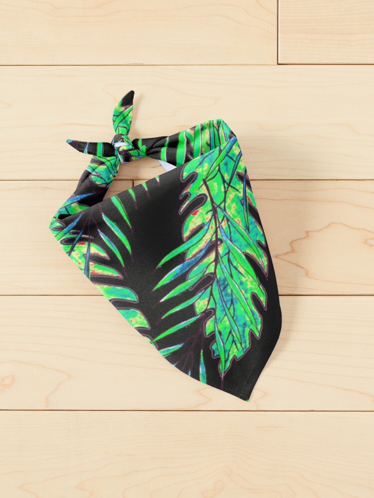 Alternate view of Green Leaves on Black Pet Bandana