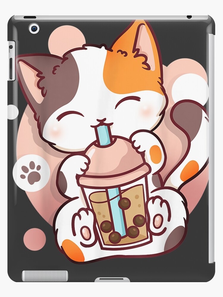 Kawaii Japanese Anime Cat Bubble Tea - Neko Kitty Drawing by DNT