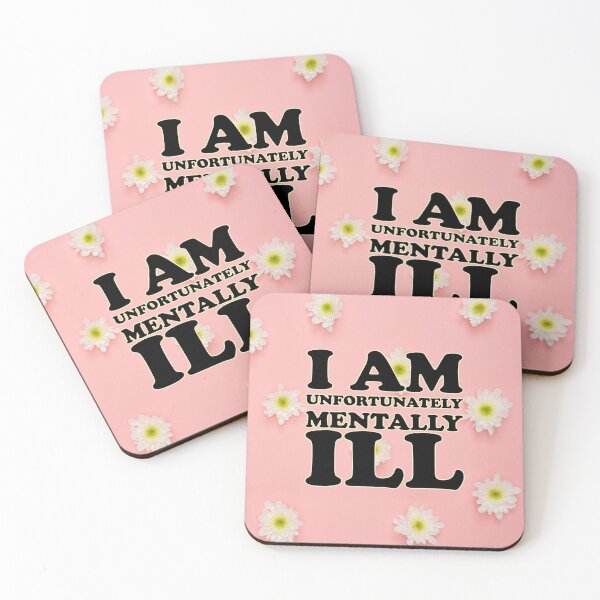 Item preview, Pink Flower Background: I am Unfortunately Mentally Ill designed and sold by SomeDesignThing.