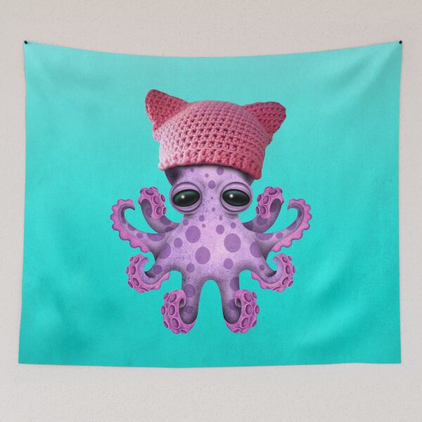 Item preview, Cute Purple Baby Octopus Wearing Pussy Hat designed and sold by JeffBartels.
