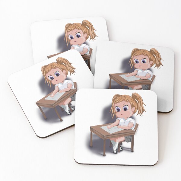 Item preview, Cute school girl working hard doing art designed and sold by sbbaart.