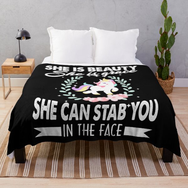 Item preview, Unicorn - She Is Beauty She Is Grace She Can Stab You In The Face designed and sold by UnknownArtistt.