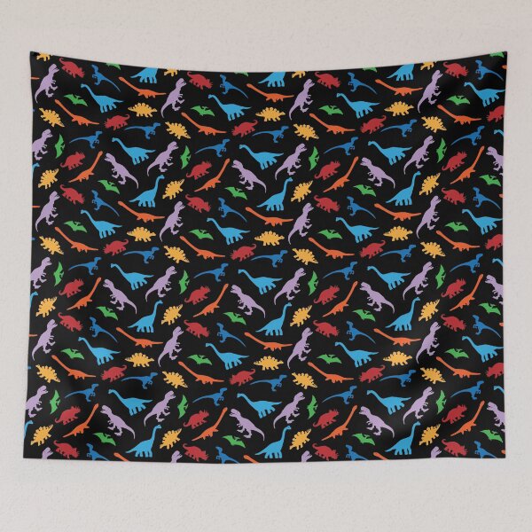 Item preview, 7 Dinosaur Species Colorful Silhouette Transparent Background Pattern designed and sold by Happy Puppy Print On Demand.