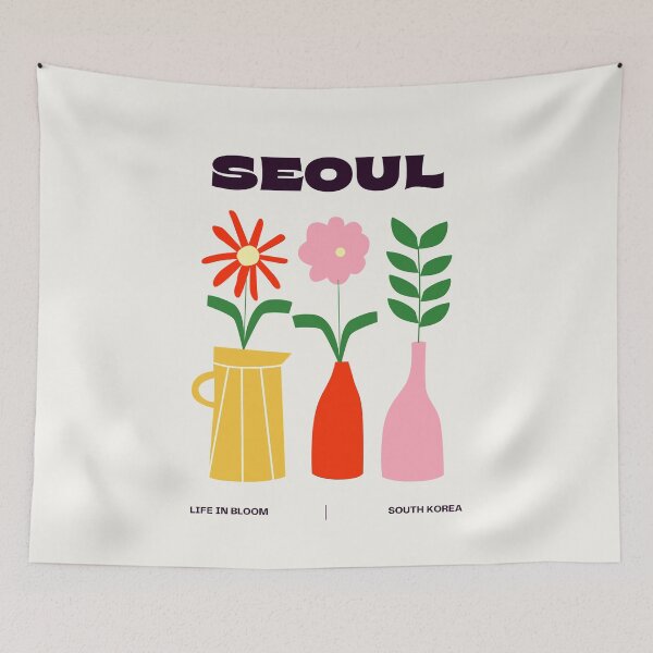 Item preview, Flower Market Seoul, Cherry Blossom Seoul South Korea Spring Summer Cafe Aesthetic, Shirt Sticker Poster, Korean 서울꽃, 서울, 꽃 designed and sold by Common Truth.