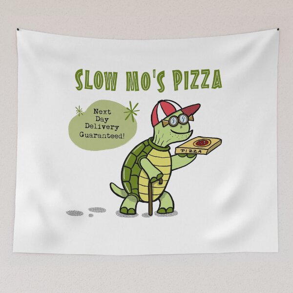 Item preview, Funny Cartoon Turtle Tortoise Pizza Delivery Guy designed and sold by HalloMolly.