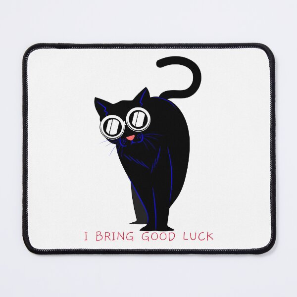 Artikelvorschau, Schwarze Katze mit Brille bringt viel Glück entworfen und verkauft von LargeShop.