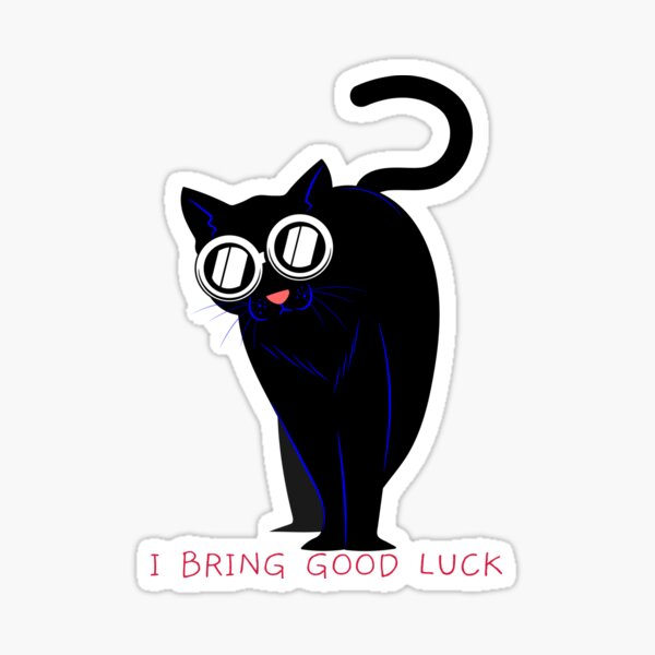 Black Cat Wearing Glasses Brings Good Luck Sticker