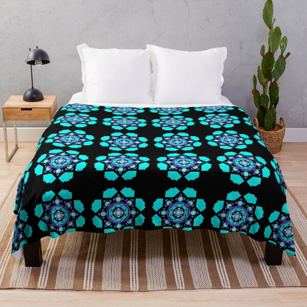 Item preview, NEON BLUE Mandala in Fabric Seamless Pattern designed and sold by MyMemoriesArts.
