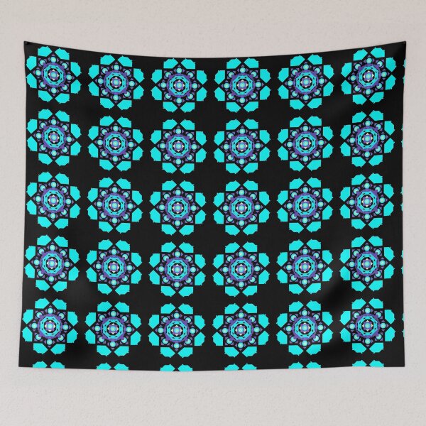 Item preview, NEON BLUE Mandala in Fabric Seamless Pattern designed and sold by MyMemoriesArts.