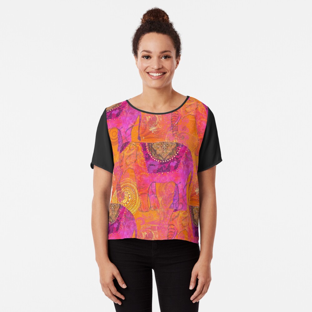 Happy Elephant II Chiffon Top