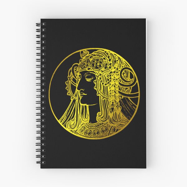 Artikelvorschau, Remixed Art Nouveau Gold Silhouette Woman von Alphonse Maria Mucha, Alfons Mucha, Mucha Alphonse Art, entworfen und verkauft von Tamas Das.