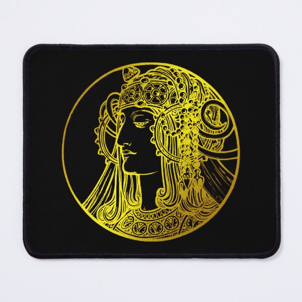 Artikelvorschau, Remixed Art Nouveau Gold Silhouette Woman von Alphonse Maria Mucha, Alfons Mucha, Mucha Alphonse Art, entworfen und verkauft von Tamas Das.