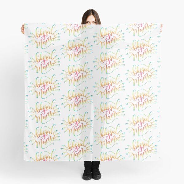 Blessed Mama Heart Hand Lettered Design Scarf