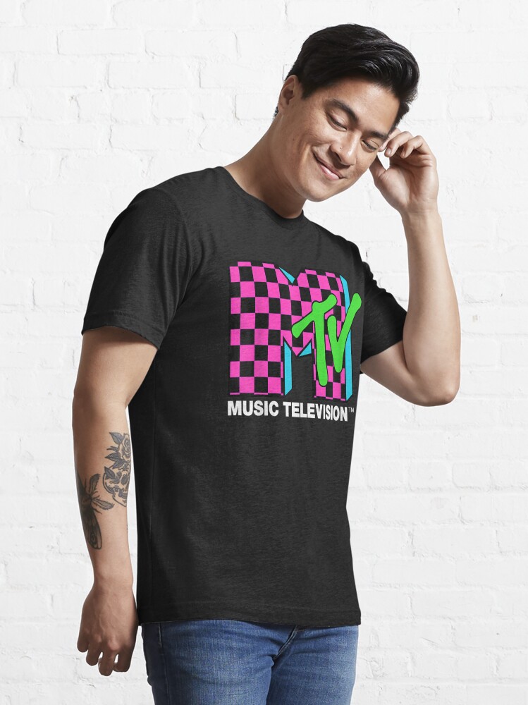 Buy MTV Pink Stripes Logo 90's Retro Design Graphic T-Shirt 
