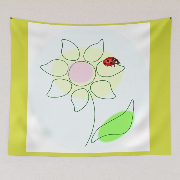 Item preview, yellow flower and insect ladybug designed and sold by Zhanna Lenivaya.