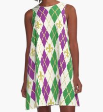 Mardi Gras Argyle A-Linien Kleid