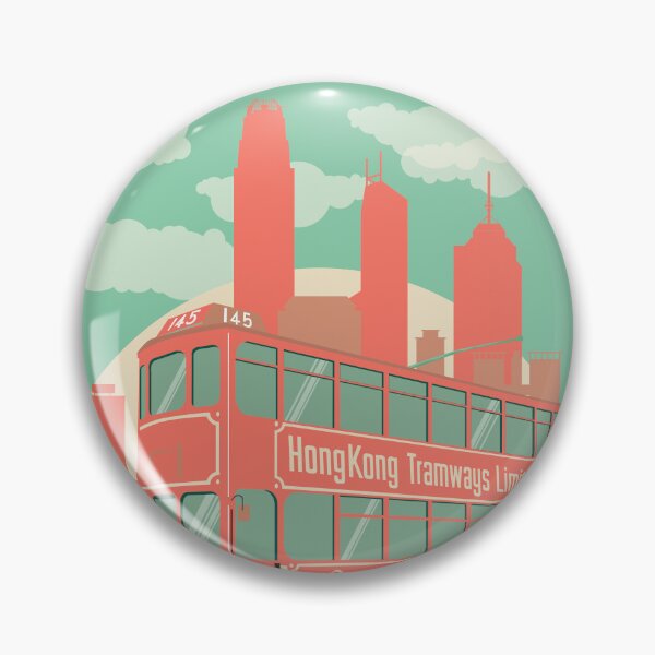 Item preview, Hong Kong vintage travel poster. Hong Kong Tramway and Skyline. designed and sold by Boogosh.