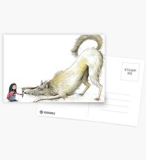 Postales Wolf & Mädchen - Spielaufforderung - Jugar Bow