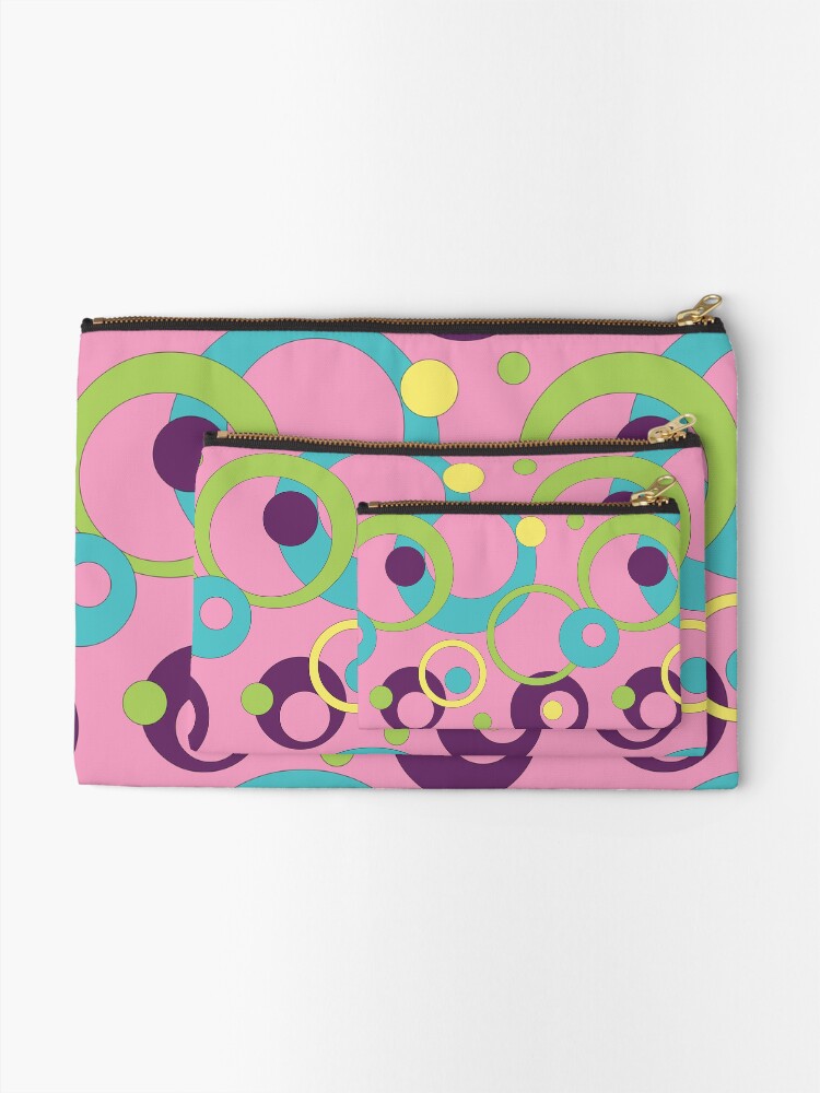 Alternate view of Funky Pink Circles Zipper Pouch