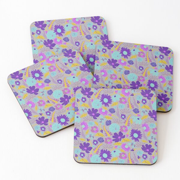 Item preview, Boho Floral Wildness Purple Yellow Grey designed and sold by Lozzie Eliza Designs.