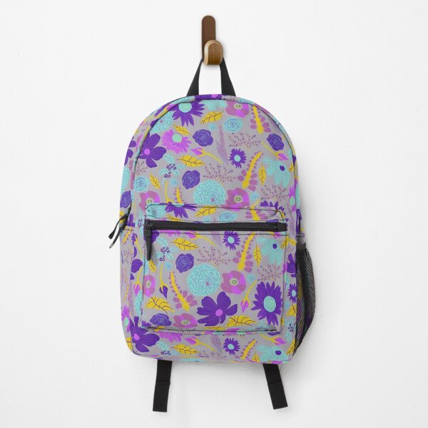 Item preview, Boho Floral Wildness Purple Yellow Grey designed and sold by Lozzie Eliza Designs.