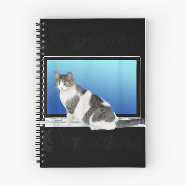 Item preview, Funny Grey amp; White Cats Kitty and Computers for pet lovers T-Shirt designed and sold by AmbuehlErnest.