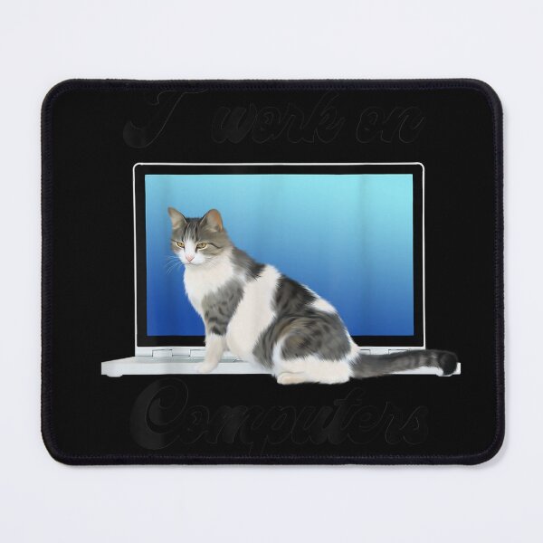 Item preview, Funny Grey amp; White Cats Kitty and Computers for pet lovers T-Shirt designed and sold by AmbuehlErnest.