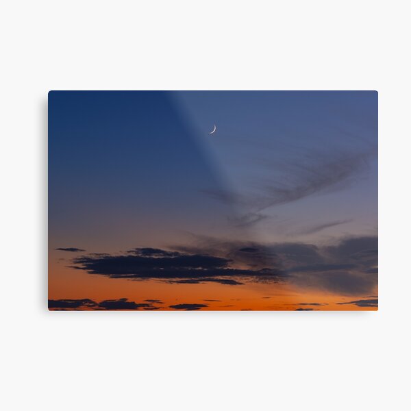 Waxing Crescent in the dramatic blue hour Metal Print