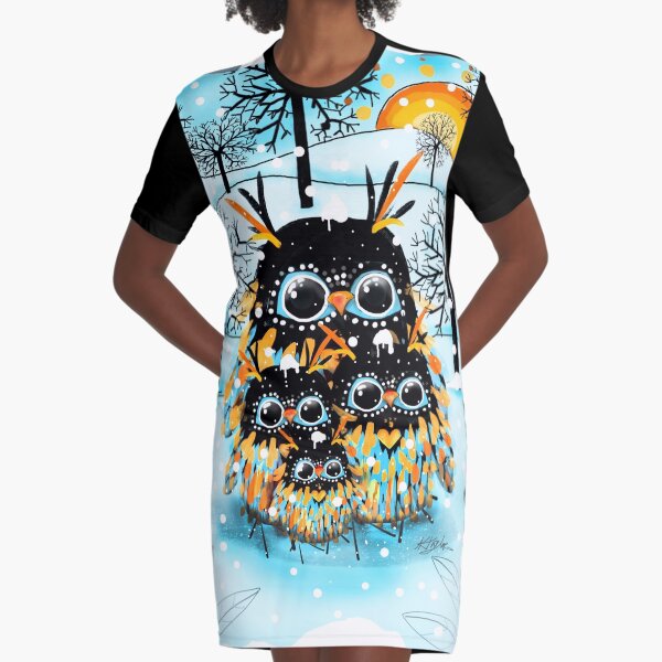 snow owls Graphic T-Shirt Dress